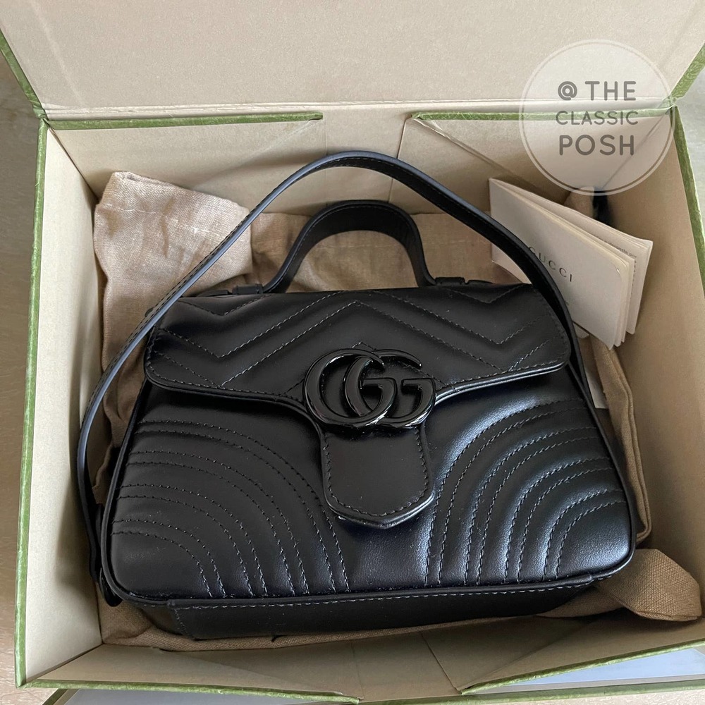 ❌SOLD❌NEW GUCCI Mini Marmont Top Handle SO Black Crossbody Bag - Picture 13 of 14